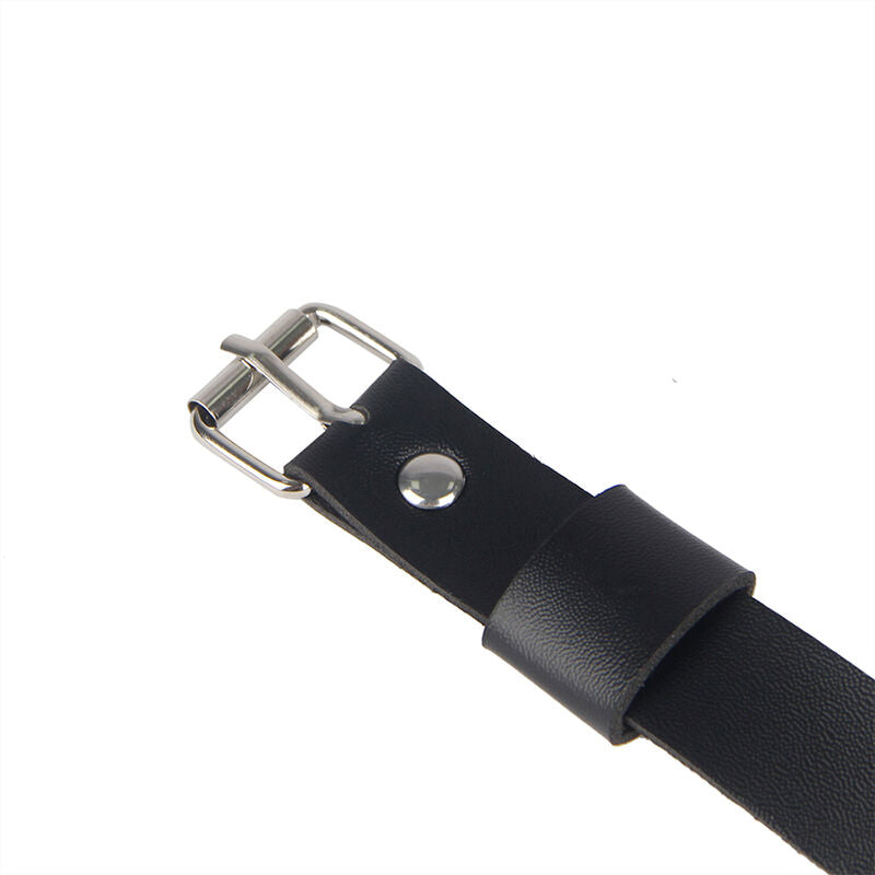 Harnais de Jambe Chaîne Cuir Noir Détail Bijou Taille Unique - Subblime