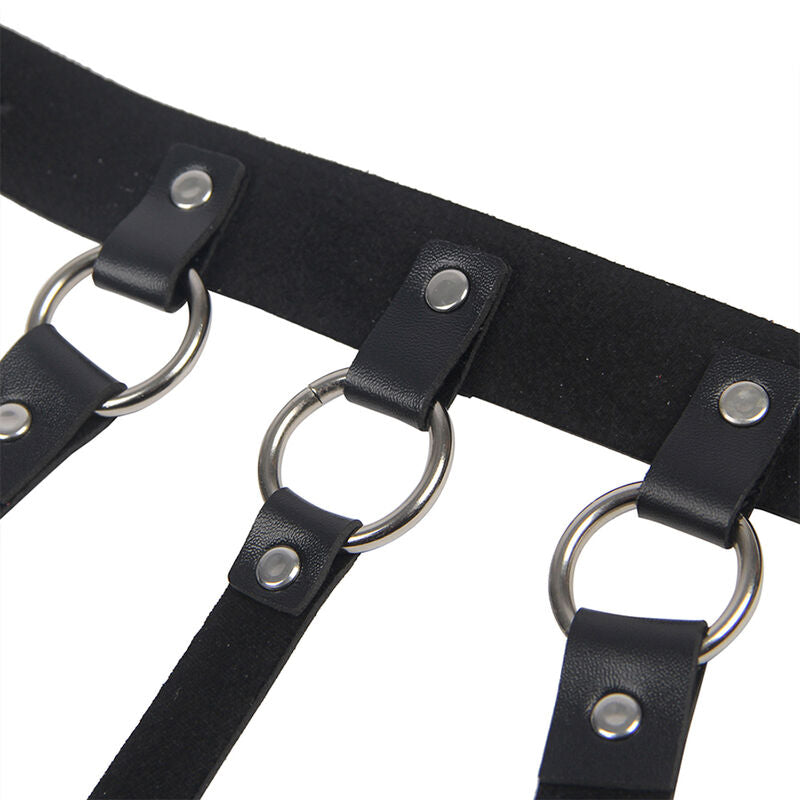 Harnais de Poitrine Cuir Chaînes et Anneaux Taille Unique - Subblime
