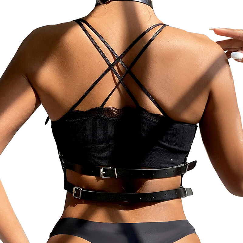 Harnais Poitrine BDSM Anneau Cuir Noir Taille Unique - Subblime