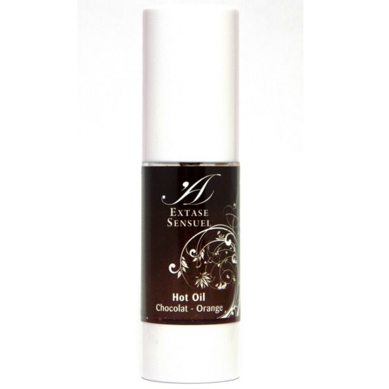 Huile de Massage Stimulante Chocolat & Orange - Effet Chauffant - Extase Sensual