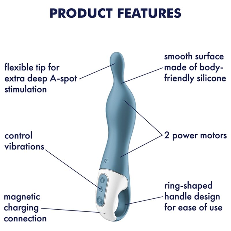Vibromasseur Point A A-Mazing 1 Tige Incurvée Lisse 2 Moteurs - Satisfyer