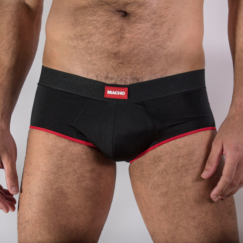 Slip Homme Coupe Classique Lycra Coupelle Push-Up Rouge Foncé - Macho Underwear