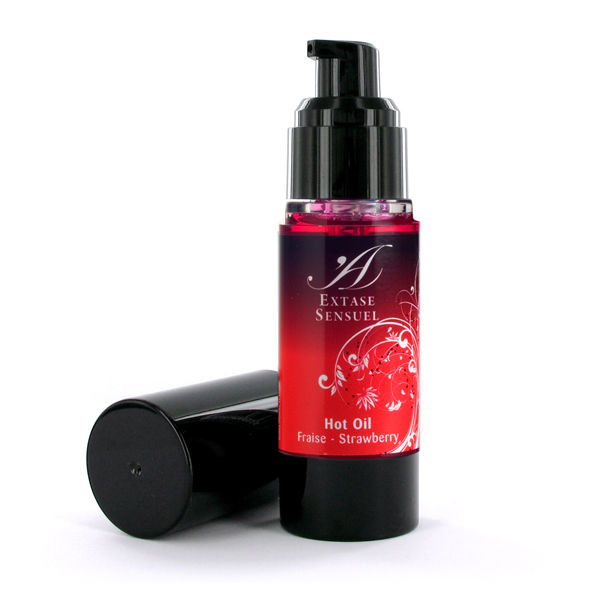 Huile de Massage Stimulante Chaleur Fraise - Effet Thermique - Extase Sensual
