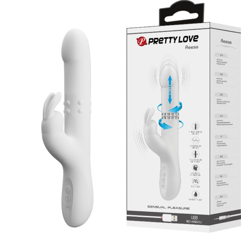 Vibromasseur Rabbit Reese Rotation Poussée Multi-Vitesses - Pretty Love