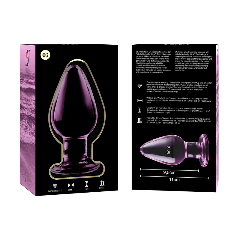 Plug Anal Verre Borosilicate Nebula Modèle 3 Rose 11 cm