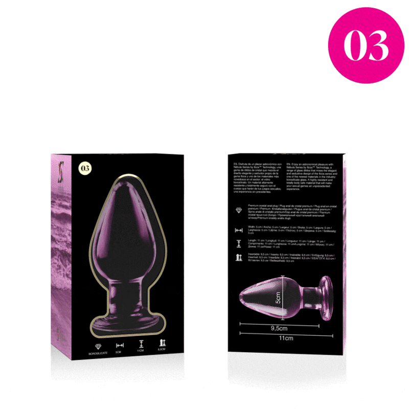Plug Anal Verre Borosilicate Nebula Modèle 3 Rose 11 cm