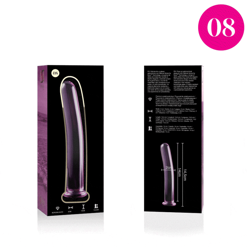 Gode en Verre Borosilicate Modèle 8 Rose 14,5 cm Texturé - Nebula Series By Ibiza