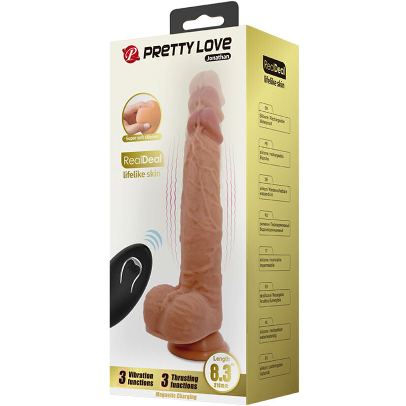 Gode Vibrant Va-et-Vient Jonathan Ventouse 3 Modes Télécommande 21 cm - Pretty Love