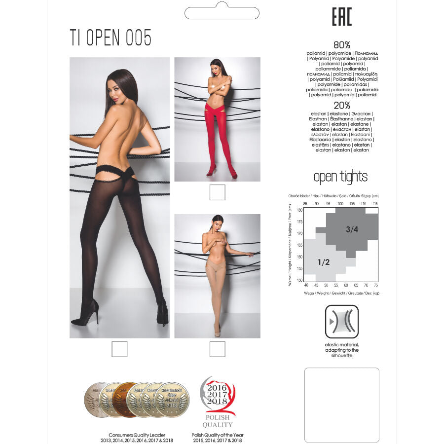 Collant Tiopen 005 Rouge 60 Deniers Coupe Hanches Originale - Passion Woman