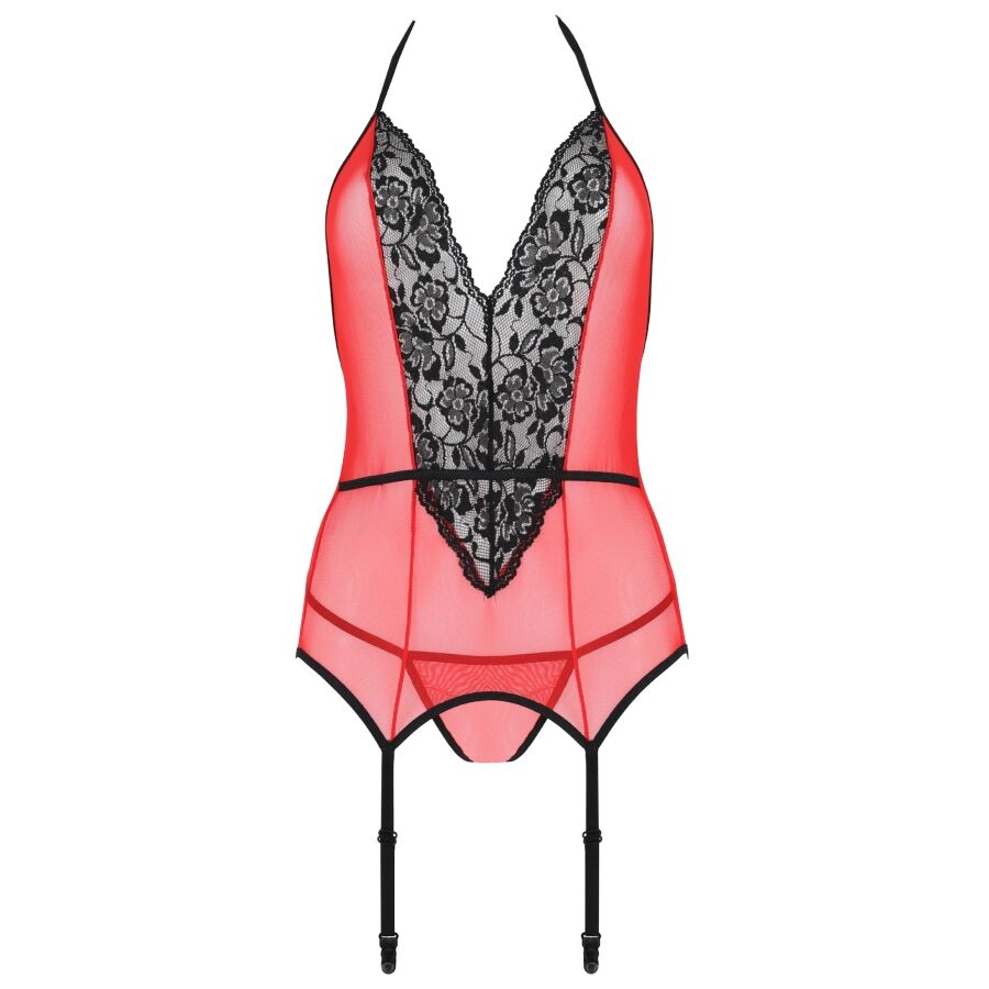 Corset Peonia Lingerie Érotique Dos Lacé Rouge 2 Tailles - Passion Woman