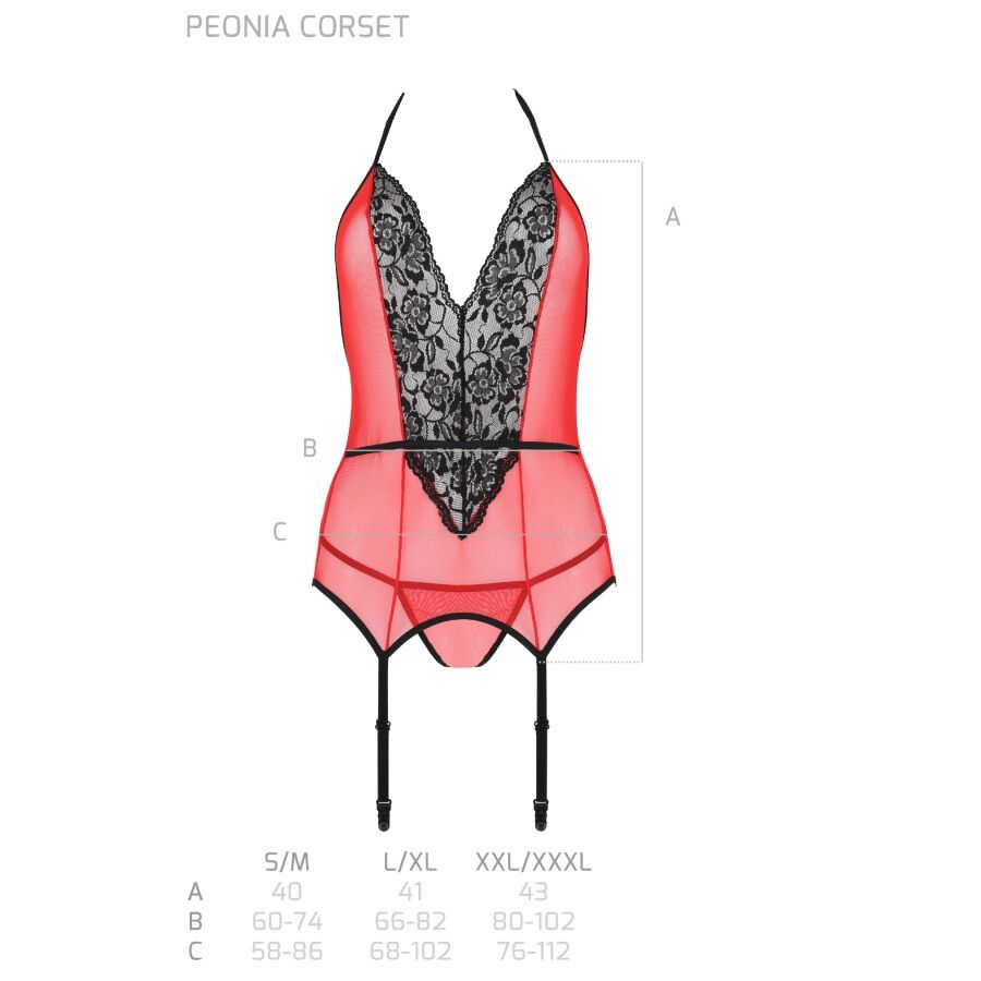 Corset Peonia Lingerie Érotique Dos Lacé Rouge 2 Tailles - Passion Woman
