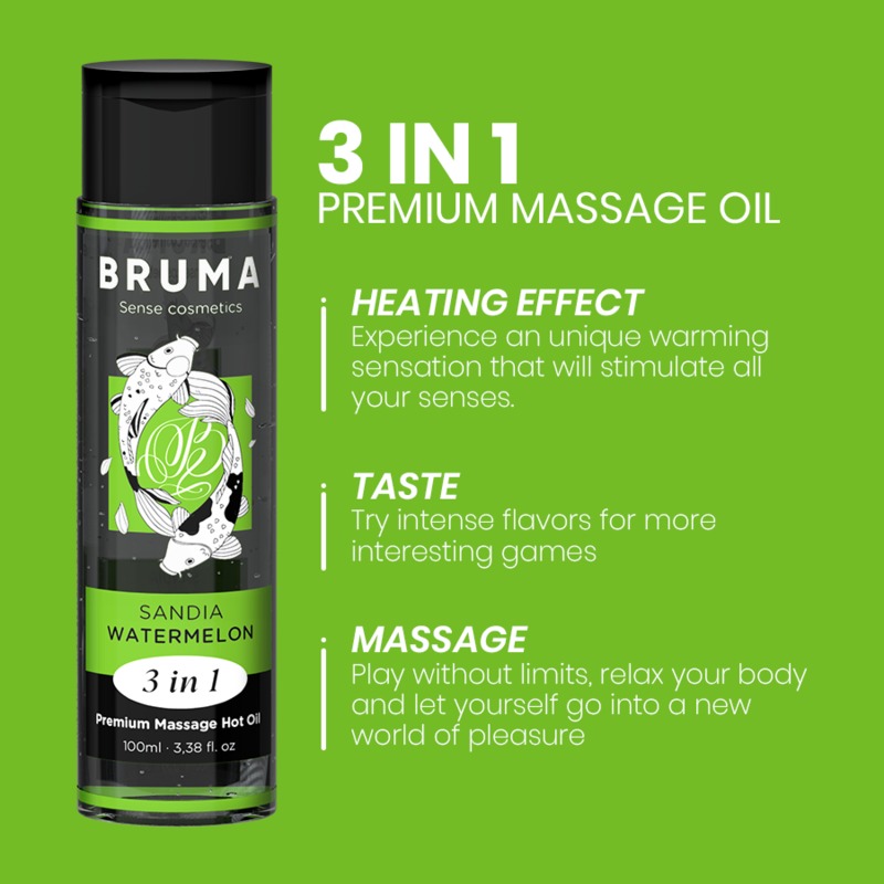 Huile de Massage Chauffante 3 en 1 Comestible 100 ml - Bruma