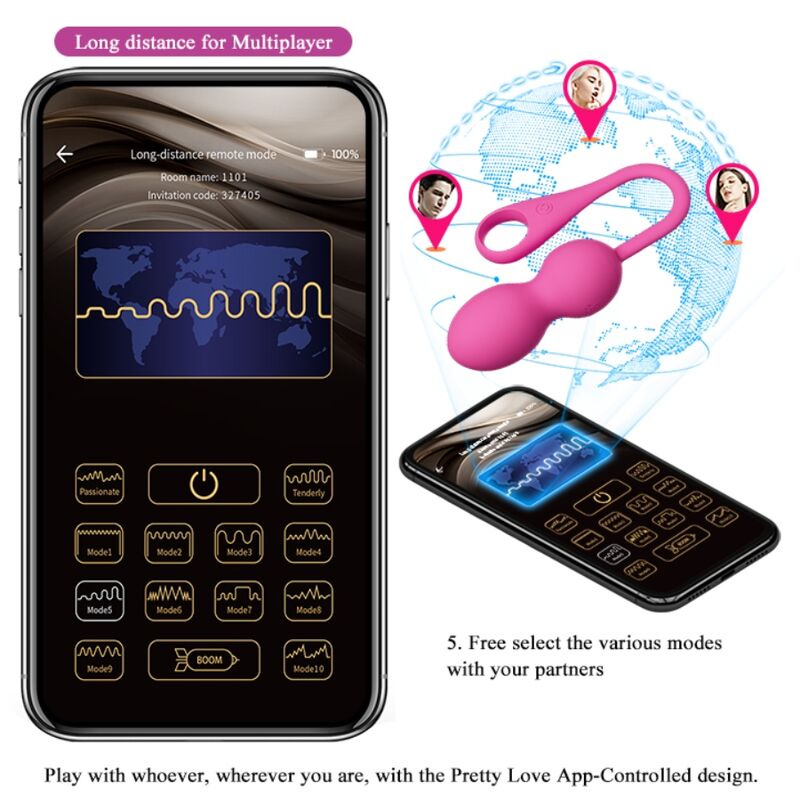 Boules de Kegel Vibrantes Elvira Connectées 12 Modes - Silicone - Pretty Love
