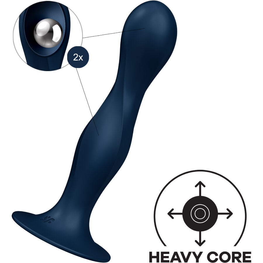 Gode Ventouse Double Ball-R Boules Lestées Silicone Bleu - Satisfyer