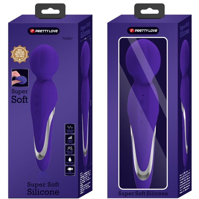 Vibromasseur Wand Walter 7 Vibrations 5 Intensités - Silicone - Pretty Love
