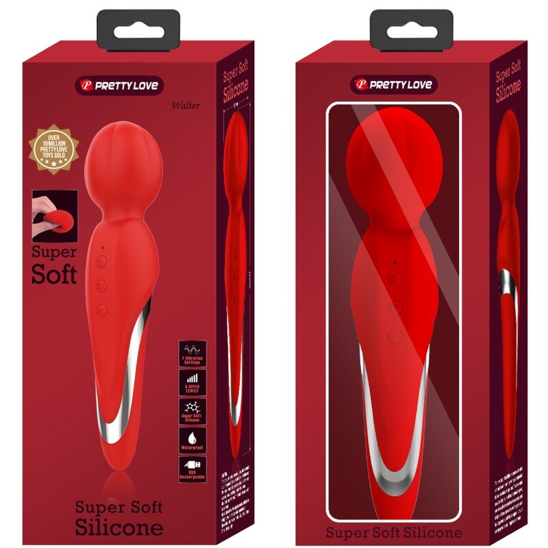 Vibromasseur Wand Walter 7 Vibrations 5 Intensités - Silicone - Pretty Love