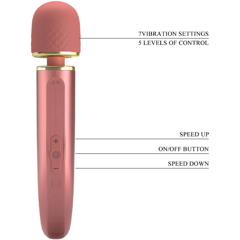 Vibromasseur Wand 7 Vibrations 5 Vitesses Rechargeable - Silicone - Pretty Love
