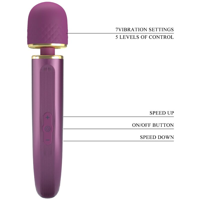 Vibromasseur Wand 7 Vibrations 5 Vitesses Rechargeable - Silicone - Pretty Love