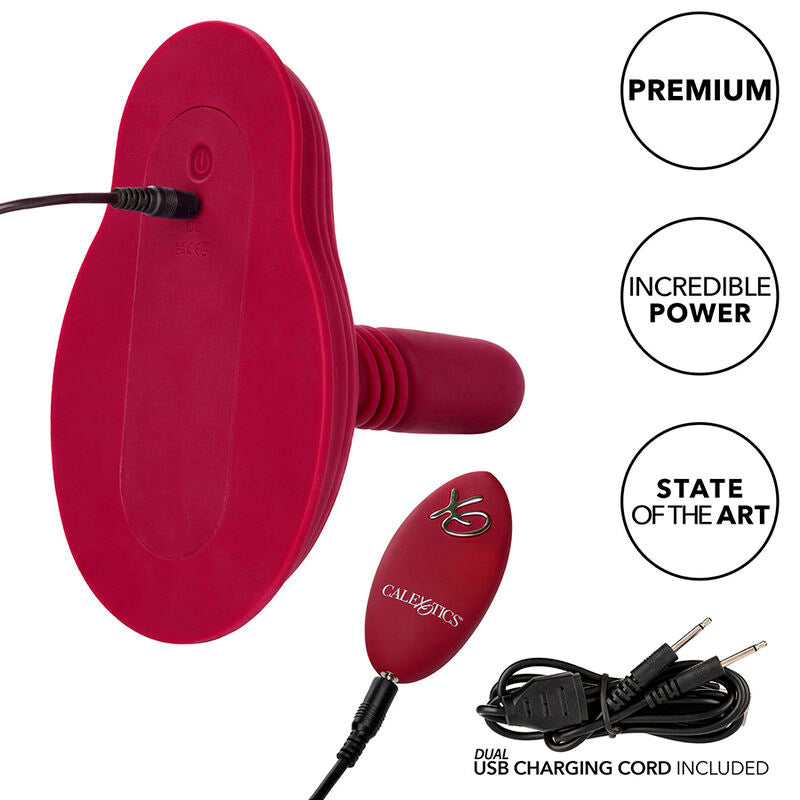 Vibromasseur à Chevaucher Double Moteur Télécommande 12 Modes Rouge - CalExotics