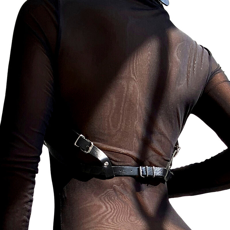 Harnais de Poitrine BDSM Cuir Noir Chaînes Taille Unique - Subblime