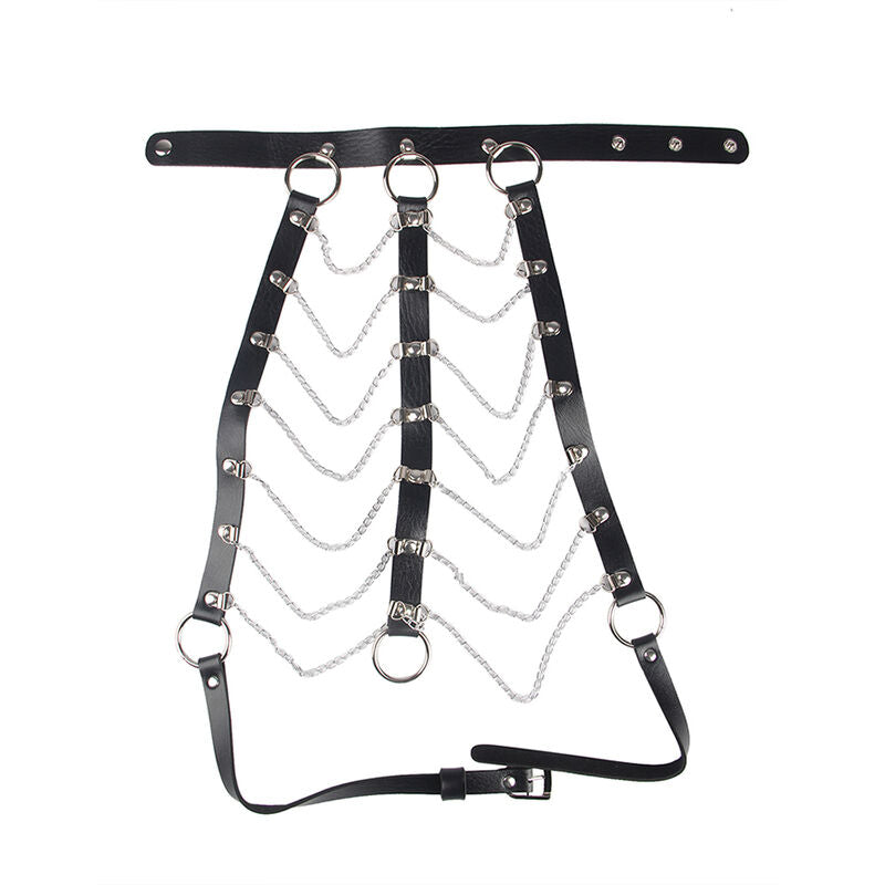 Harnais Poitrine BDSM Cuir Noir Détail Chaînes Taille Unique - Subblime