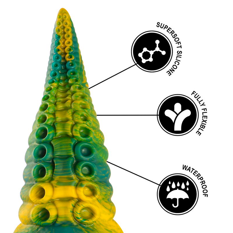 Gode Tentacule Vert Cetus Silicone Multi-Courbes 2 Tailles - Epic Cybersilicock