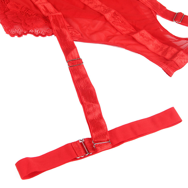 Body Teddy Dentelle Jarretière Détail Poitrine Rouge L/XL - Subblime