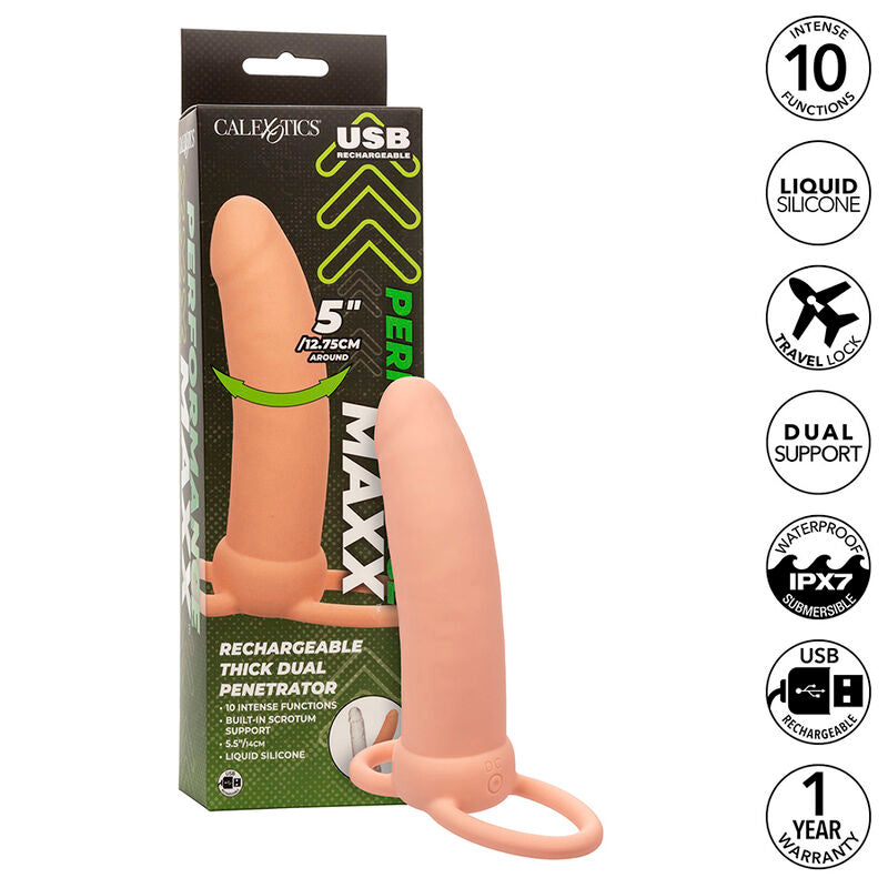 Gaine Pénis Double Pénétrateur Maxx - 10 Modes de vibrations Silicone - CalExotics