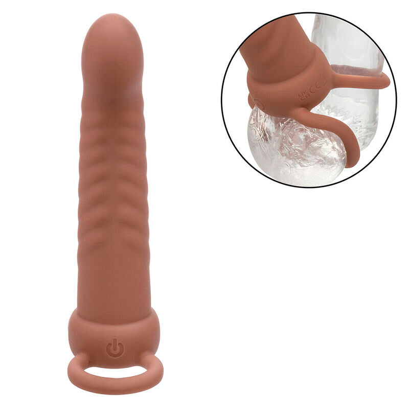 Double Pénétrateur Nervuré Rechargeable 10 Vibrations Silicone IPX7 - CalExotics