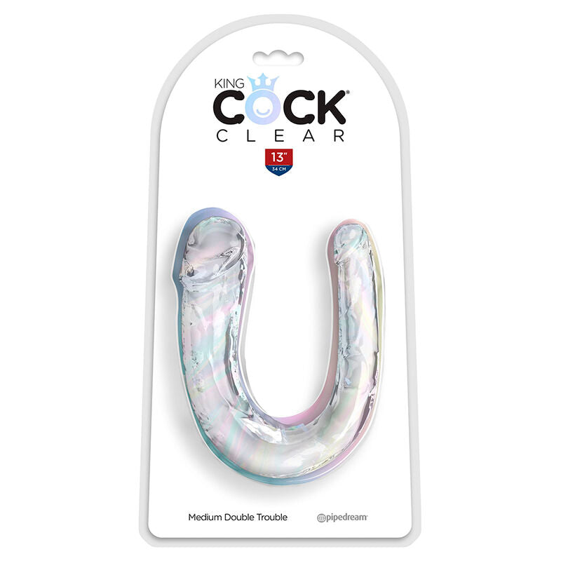 Double Gode Réaliste Double Trouble Transparent - King Cock