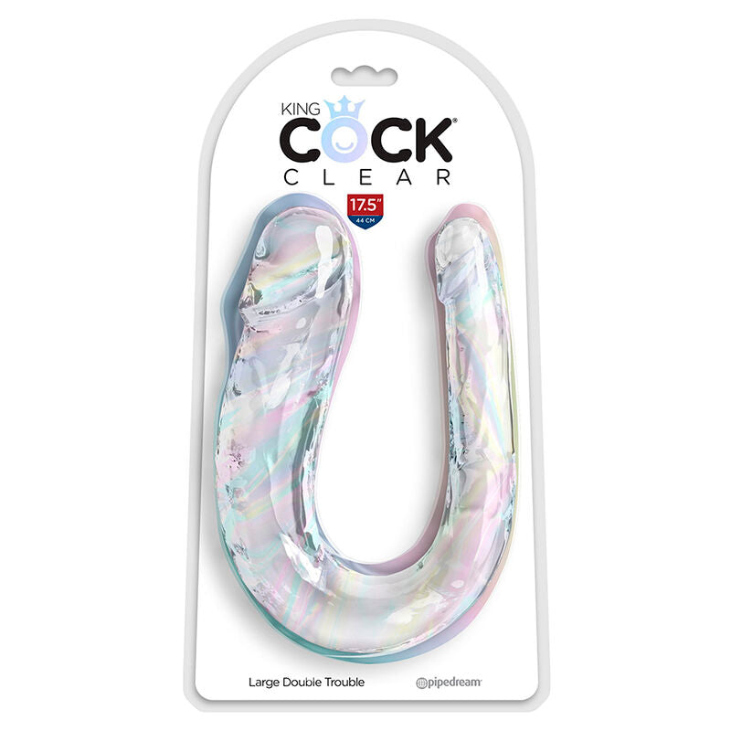 Double Gode Réaliste Double Trouble Transparent - King Cock