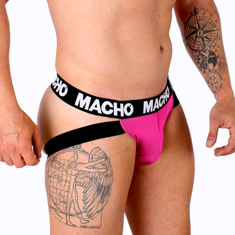 Jockstrap Masculin MX28F Rose Fluo Lycra Double Sangle - Macho Underwear