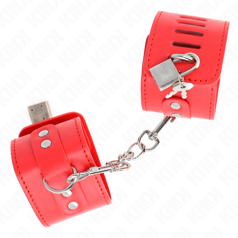 Menottes BDSM Fermeture Cadenas Ajustables 16-23 cm - Kink