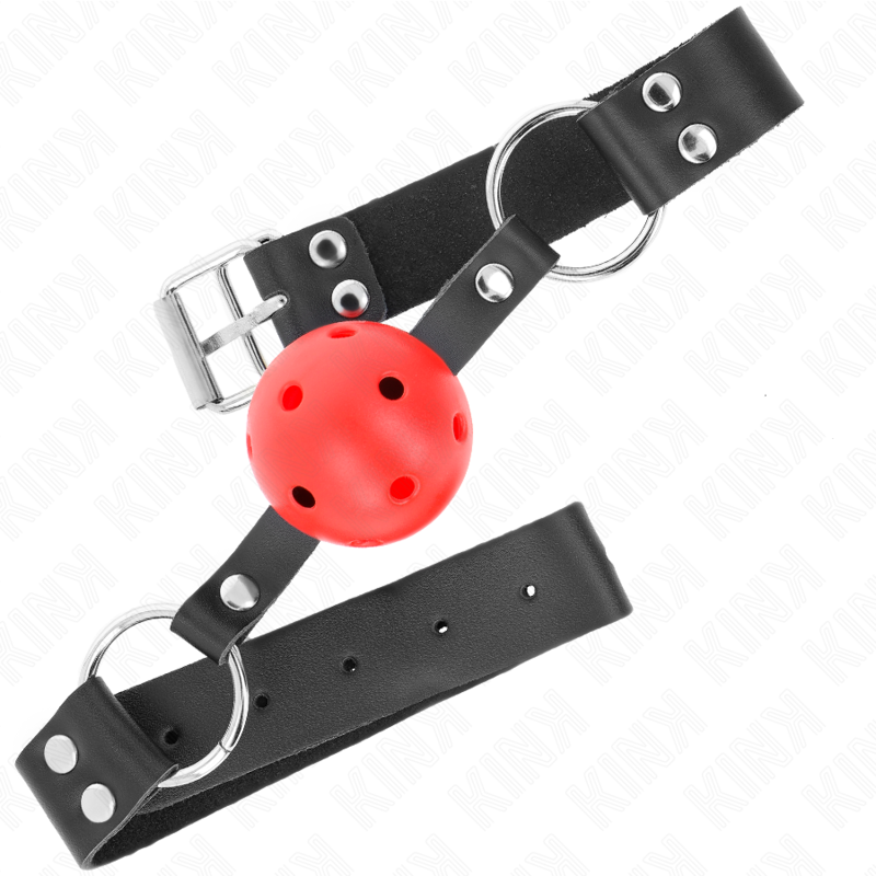 Bâillon Ball Gag Respirant 4 cm Double Rivet Ajustable - Kink