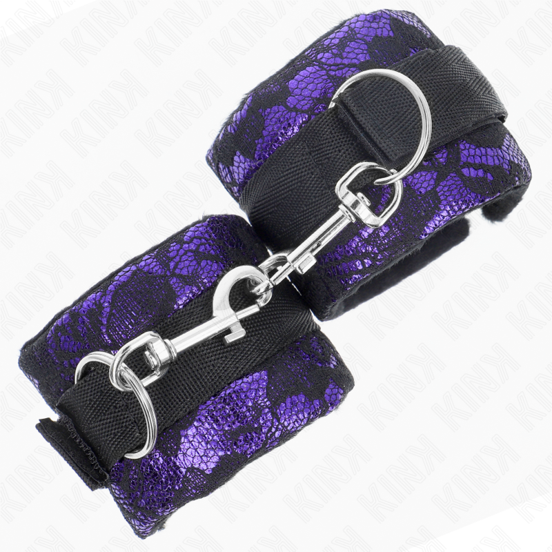 Menottes Courtes Dentelle Velours Reliure Nylon 23 cm - Kink