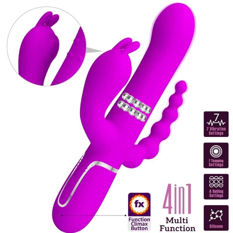 Vibromasseur Triple Cammy 4 en 1 Vaginal Clitoridien Anal - Pretty Love