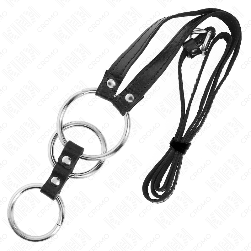 Cockring Double ou Triple Métal avec Ceinture Cuir Ajustable - Kink
