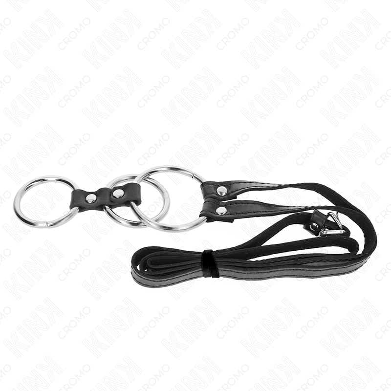 Cockring Double ou Triple Métal avec Ceinture Cuir Ajustable - Kink