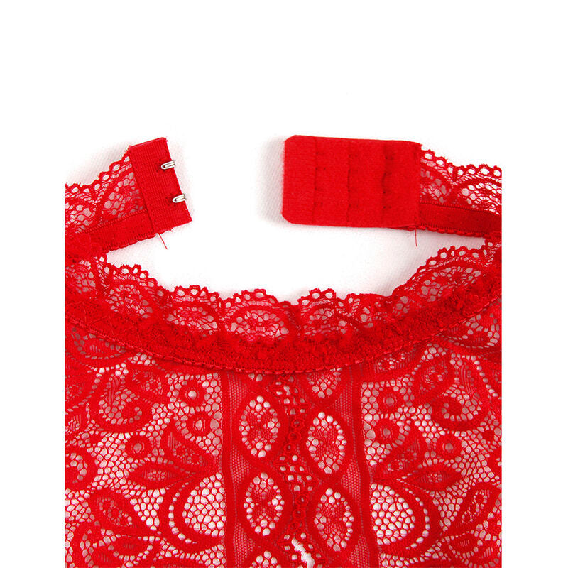 Body Ouvert Maille Rouge Coupe Échancrée 2 Tailles - Subblime