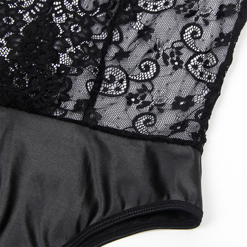 Body Sexy Porte-Jarretelles Intégré Nylon Transparent Noir - Subblime