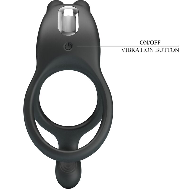 PRETTY LOVE - SETH DOUBLE ANNEAU VIBRANT LAPIN 7 VIBRATIONS NOIR