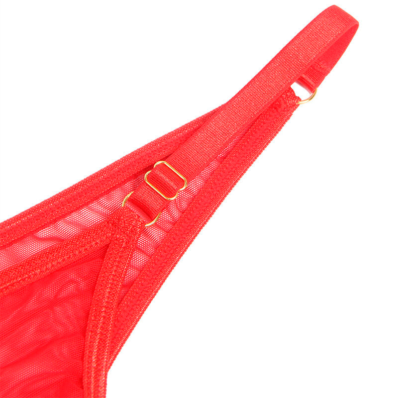 Soutien-Gorge Maille Rouge Chaînes et Cœur Métallique - Subblime
