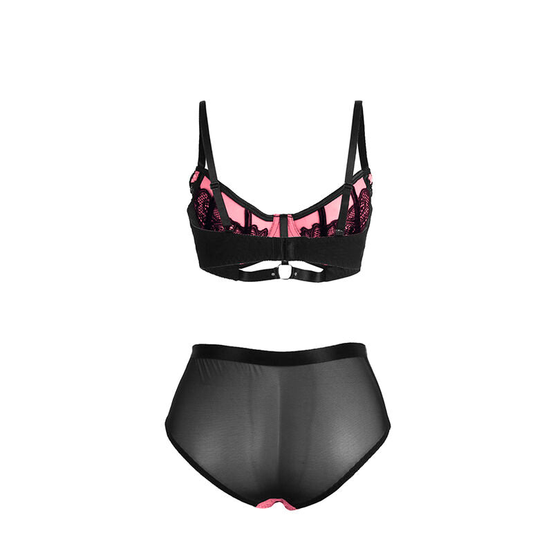Ensemble Lingerie Soutien-Gorge Zippé String Cuir Verni Résille - Subblime