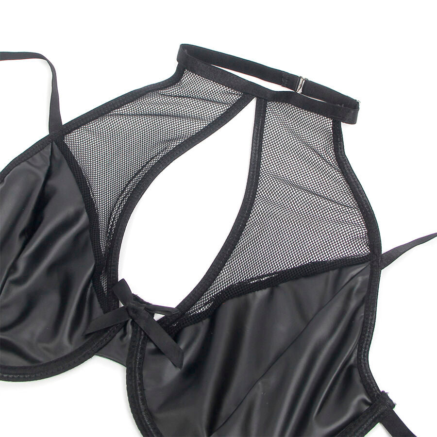 Ensemble Lingerie Soutien-Gorge Col Licou et Jupe Similicuir - Subblime