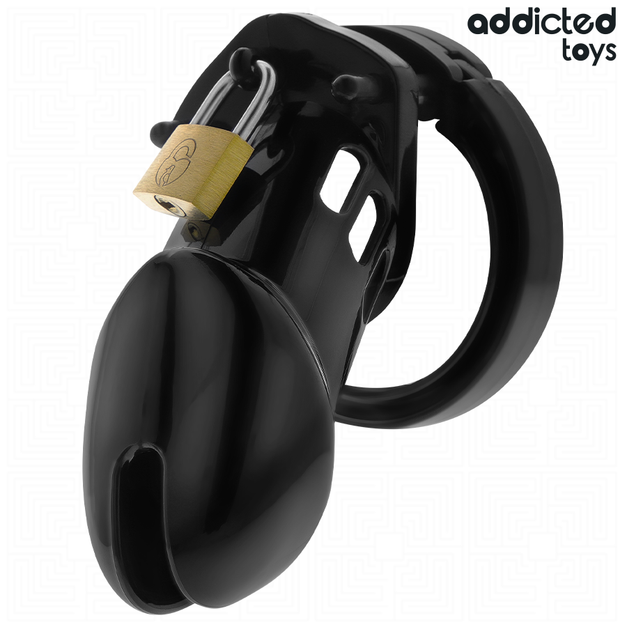 Cage à Pénis Obsidian Hold 5 Anneaux Verrouillage Avancé - Addicted Toys