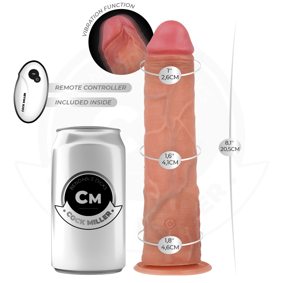 Gode Réaliste Vibrant Ventouse Télécommande Rechargeable - Cock Miller