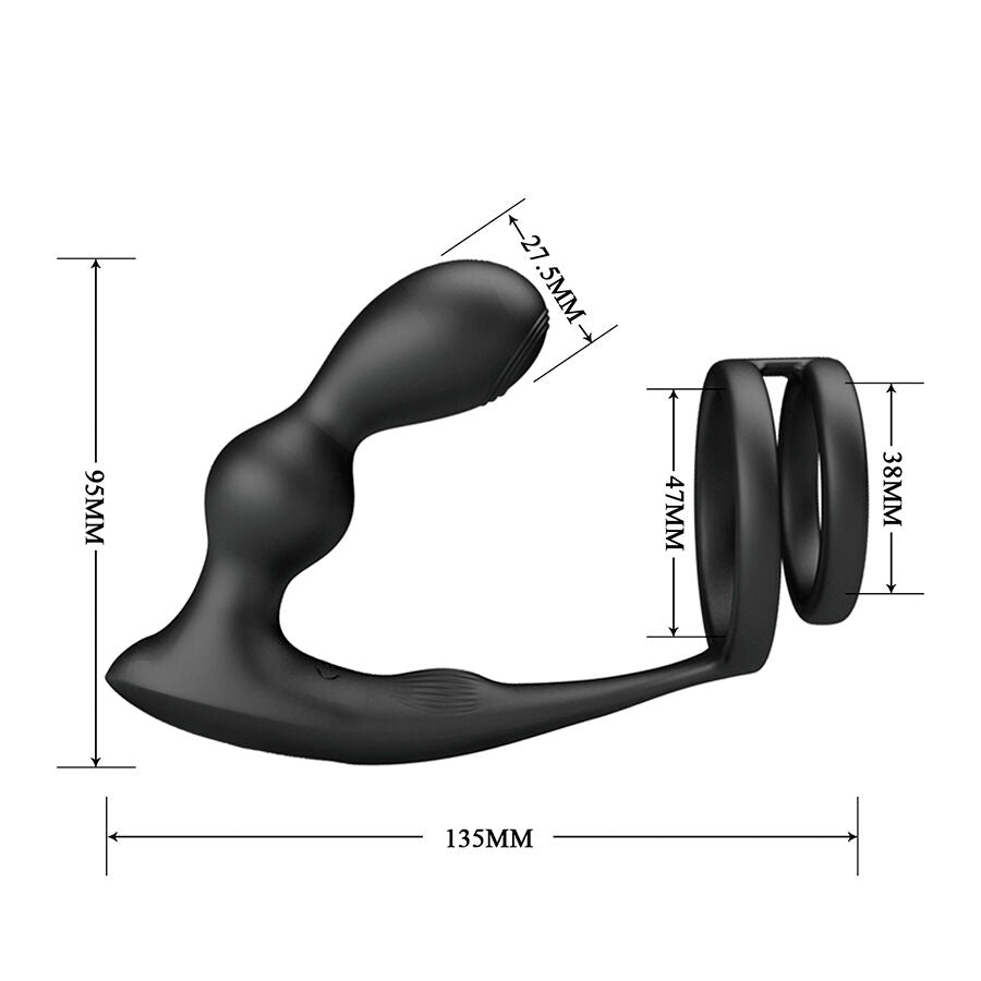 Plug Anal Vibrant Cockring Prostate 12 Modes Télécommande Rechargeable - Mr Play