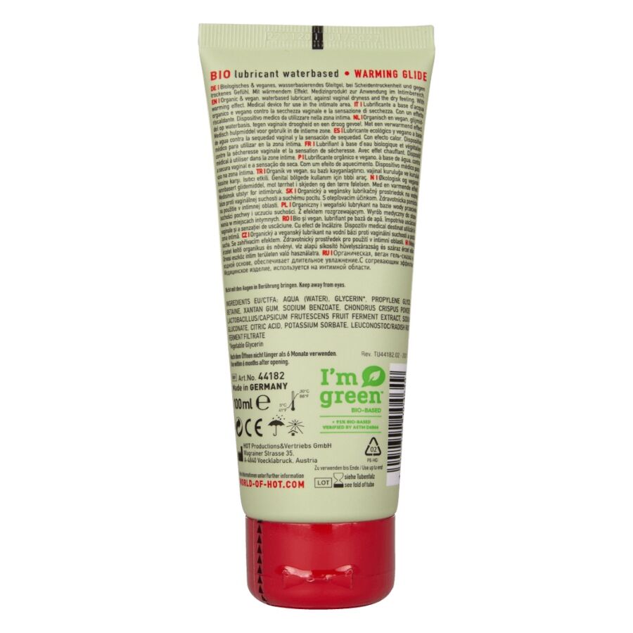 Lubrifiant Chauffant Bio à Base d'Eau Vegan 100 ml - Hot