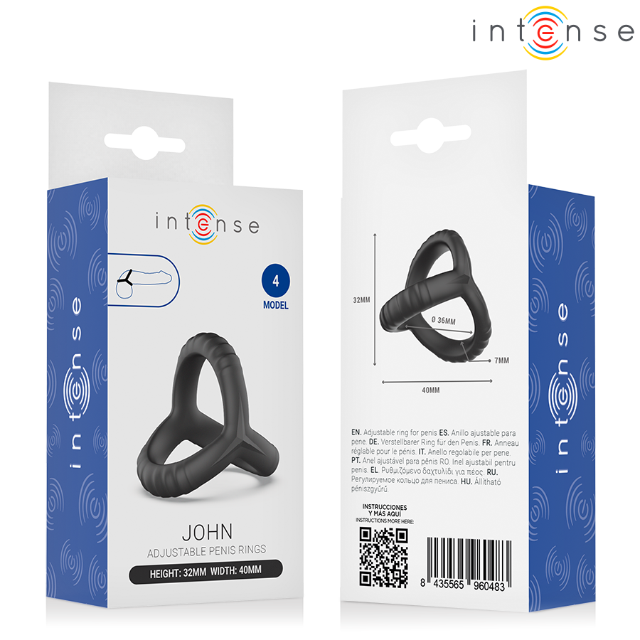 Cockring Triple Anneau Ajustable John Modèle 4 Souple - Intense