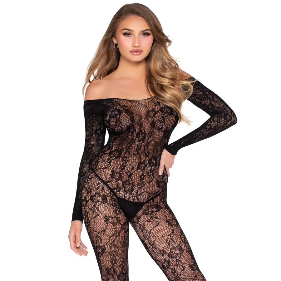 Bodystocking Dentelle Florale Taille Unique 2 Coloris - Leg Avenue